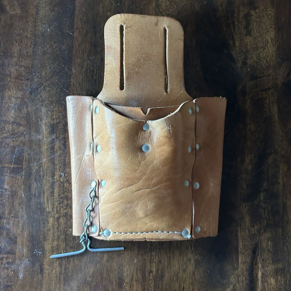 VTG Leather Tool Pouch Unbranded Craftsman Style 45446 Electrician Utility Belt